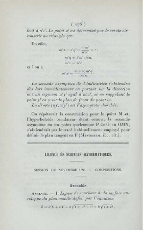 Licence ès sciences mathématiques.