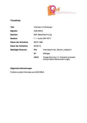 Biografisches Interview mit Zeitzeugin des III. Reichs, geboren 1922, Katholikin, 2/2