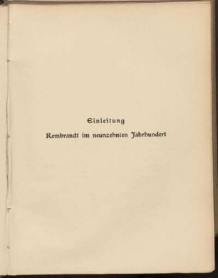 Einleitung. Rembrandt im neunzehnten Jahrhundert