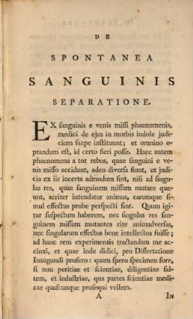 Tentamen medicum inaugurale de spontanea sanguinis separatione