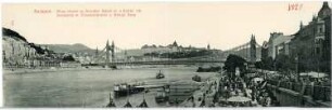 Budapest. Panorama Donaubild mit Elisabethbrücke und Königlicher Burg