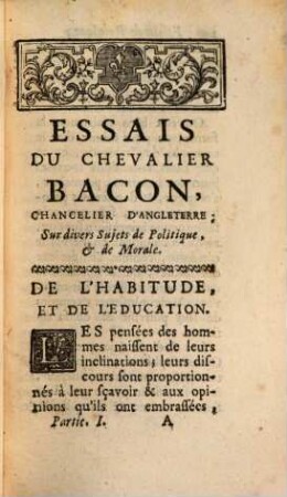 La Politique Du Chevalier Bacon, Chancelier D'Angleterre. 1
