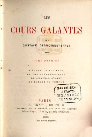 Les Cours galantes, 1