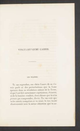 Vingt-deuxième cahier. Les éclipses.