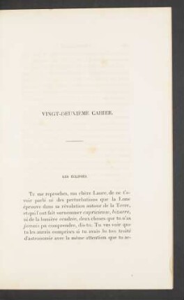 Vingt-deuxième cahier. Les éclipses.