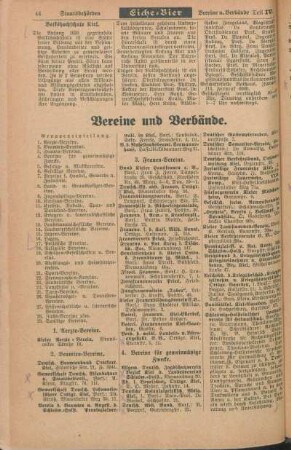 Vereine und Verbände.