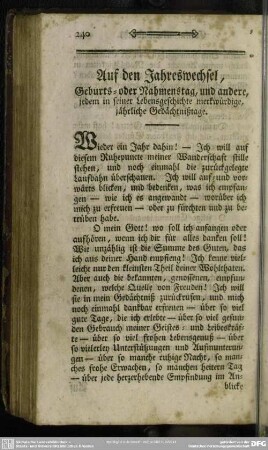 Auf den Jahreswechsel, Geburths- oder Nahmenstag, und andere, jedem in seiner Lebensgeschichte merkwürdige, jährliche Gedächtnißtage