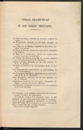 Obras dramáticas de Don Carlos Frontaura
