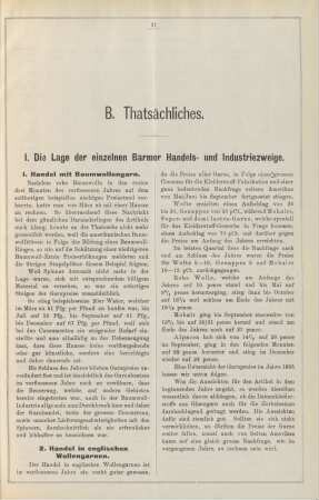 I. Die Lage der einzelnen Barmer Handels- und Industriezweige.