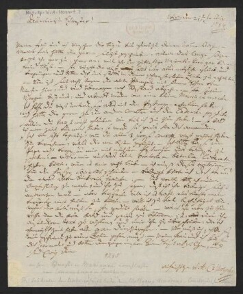 Brief an Maria Anna Walburga Ignatia Mozart : 21.07.1784