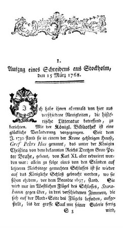 Auszug eines Schreibens aus Stockholm, den 15 März 1768