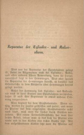 Reparatur der Cylinder- und Ankeruhren