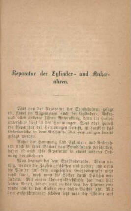 Reparatur der Cylinder- und Ankeruhren