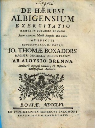 De haeresi Albigensium exercitatio