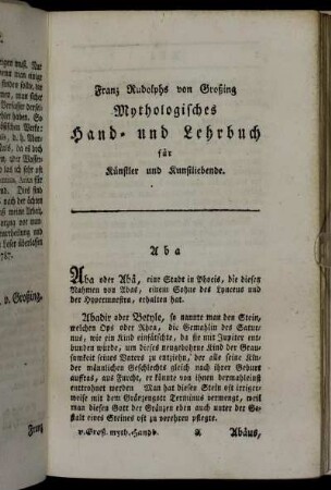 Aba oder Abä,[...] - Alcinous,[...]