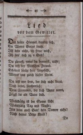 Lied vor dem Gewitter. - Lied nach dem Gewitter.
