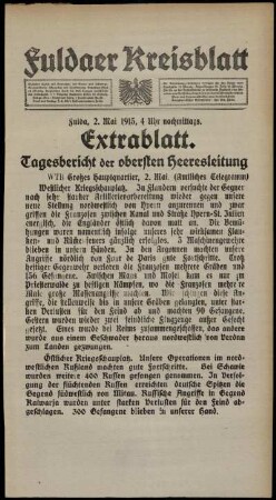 Ausgabe vom Sonntag, den 02. Mai 1915.