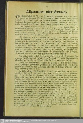 Allgemeines über Limbach
