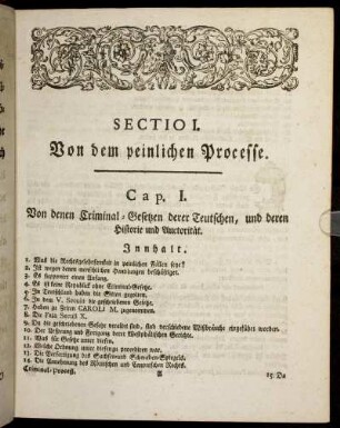 Sectio I. Von dem peinlichen Processe.