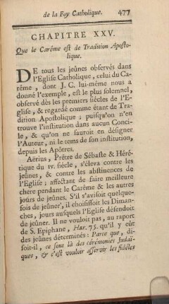 Chapitre XXV. Que le Careme est de Tradition Apostolique.
