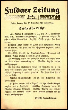 Ausgabe vom Sonntag, den 27. Dezember 1914.