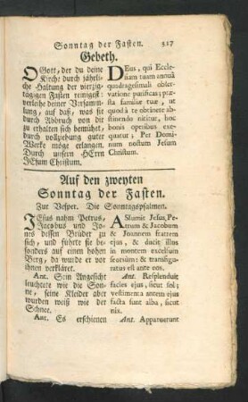 Auf den zweyten Sonntag der Fasten