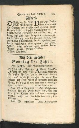 Auf den zweyten Sonntag der Fasten