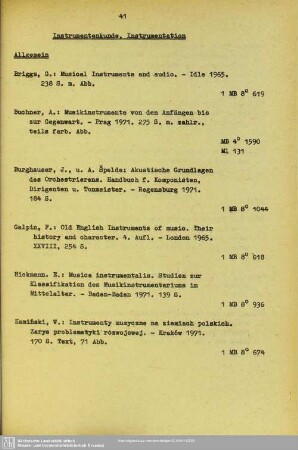 Instrumentenkunde, Instrumentation