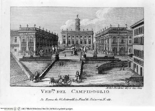 Nuova raccolta delle principali vedute antiche, e moderne dell'alma città di Roma e sue vicinanze / incise a bullino da Achille Parboni l'anno 1824 Roma, Giacomo Antonelli, letztes Jahr im Buch: 1829 - ca. 1830Veduta del Campidoglio - Nuova raccolta delle principali vedute antiche ...