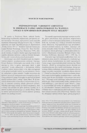 4: Późnogotyckie "Narodziny Chrystusa" w zbiorach Zamku Królewskiego na Wawelu : Uwagi o szwabsko-bawarskim stylu reliefu