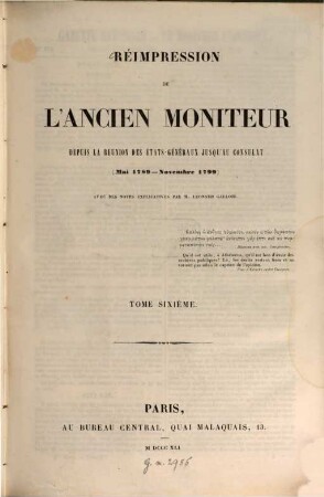 Réimpression de l'Ancien Moniteur : depuis la réunion des états-généraux jusqu'au consulat ; (Mai 1789 - Novembre 1799), 6