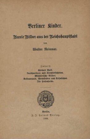 Berliner Kinder : bunte Bilder aus der Reichshauptstadt