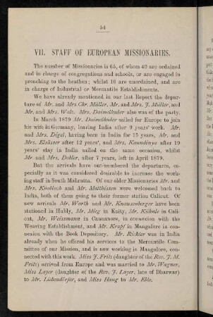54-56, VII. Staff of European missionaries