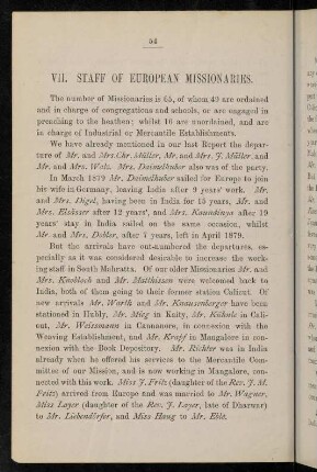 54-56, VII. Staff of European missionaries