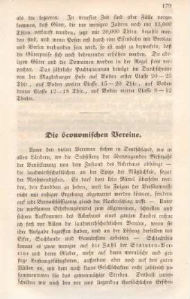 Die öconomischen Vereine.