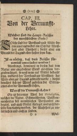 Cap. III. Von der Vernunfft-Lehre.