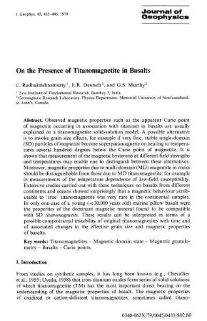 On the presence of titanomagnetite in basalts