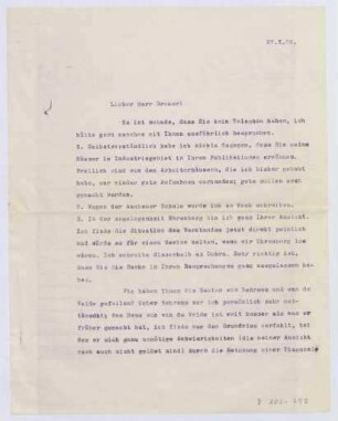 Schreiben an Robert Breuer (Brief)