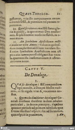 Caput V. De Decalogo