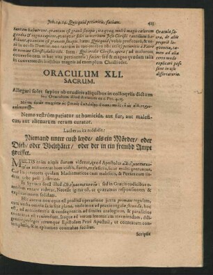 Oraculum XLI. Sacrum - Oraculum L. Sacrum.