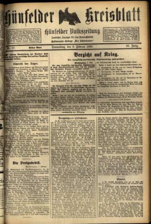 Erste Ausgabe vom Donnerstag, den 09. Februar 1928.