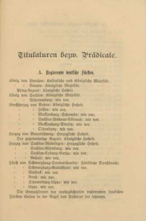 Titulaturen bewz. Prädicate.
