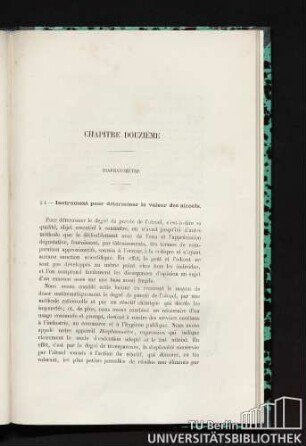 § I. Instrument pour déterminer la valeur des alcools