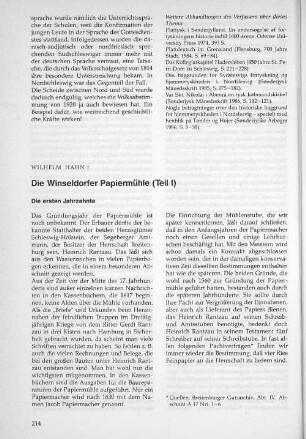 Die Winseldorfer Papiermühle (Teil I)
