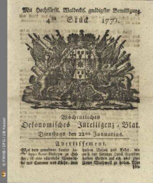 4tes Stück, Dienstags den 29ten Januarius 1771