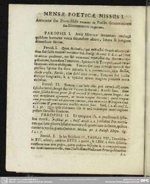 Mensae Poeticae Missus I