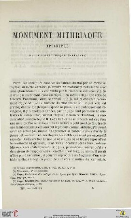 N.S. 14.1866: Monument mithriaque : apocryphe de la Bibliothèque impériale