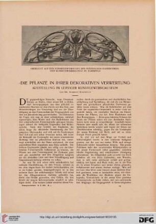 "Die Pflanze in ihrer dekorativen Verwertung": Ausstellung im Leipziger Kunstgewerbemuseum
