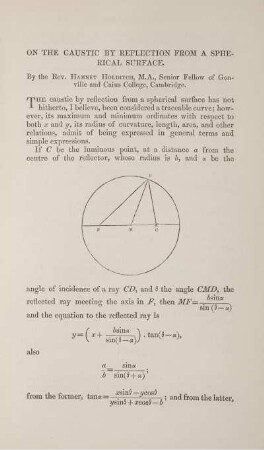 On the caustic by reflection from a spherical surface.