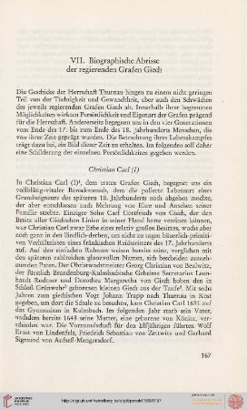 VII. Biographische Abrisse der regierenden Grafen Giech